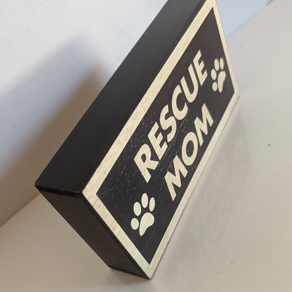 NWT 'Rescue Mom' Paws Wooden Box Sign Home Table Decor Michael's Pets Animal NEW - Picture 4 of 6